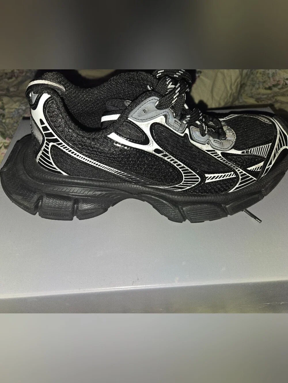 Balenciaga Black and White Athletic Sneakers